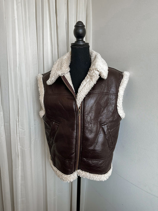 Retro Leather and Shearling Vest